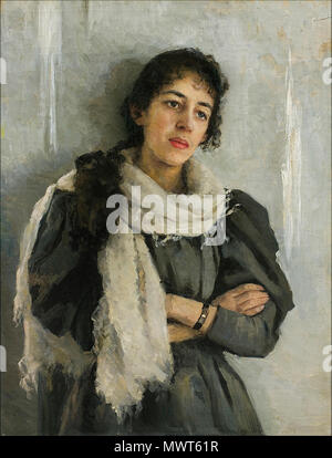 . Polski: Portret narzeczonej (Julii z Janiszewskich Stabrowskiej) . 1896. Kazimierz Stabrowski (1869-1929) nomi alternativi Casimir Stabrowski Descrizione pittore polacco e docente universitario Data di nascita e morte 21 novembre 1869 10 Giugno 1929 Luogo di nascita e morte Krupulany vicino Navahrudak, Bielorussia Garwolin, Polonia sede di lavoro autorità di Varsavia controllo : Q368728 VIAF: 96183620 ISNI: 0000 0000 6984 7163 ULAN: 500071776 GND: 105138950X 572 Stabrowski - Portret narzeczonej 1896 Foto Stock