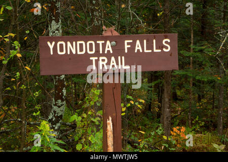 Yondota cade sentiero segno, Presque Isle selvatica e Scenic River, Ottawa National Forest, Michigan Foto Stock