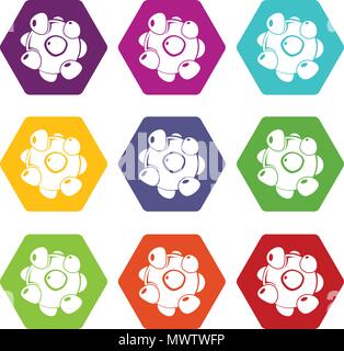 Coronavirus set di icone 9 vector Illustrazione Vettoriale