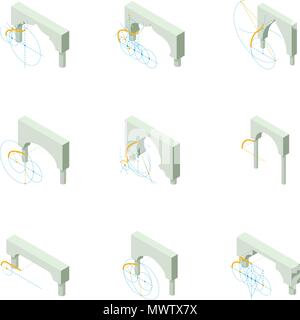Arco di set di icone, stile isometrico Illustrazione Vettoriale