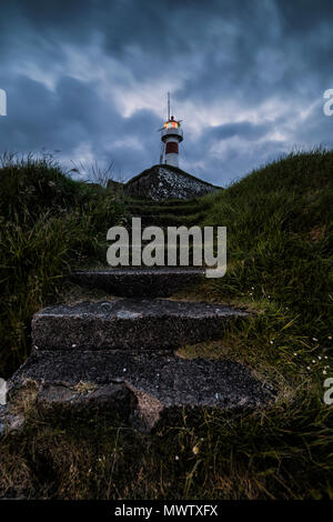 Faro di Skansin fortezza, Torshavn, Streymoy Isola, Isole Faerøer, Danimarca, Europa Foto Stock