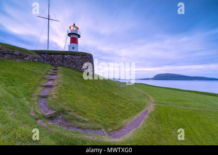 Faro di Skansin fortezza, Torshavn, Streymoy Isola, Isole Faerøer, Danimarca, Europa Foto Stock