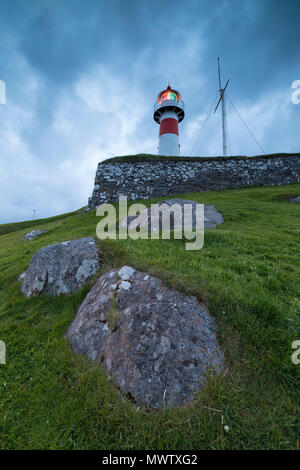 Faro di Skansin fortezza, Torshavn, Streymoy Isola, Isole Faerøer, Danimarca, Europa Foto Stock