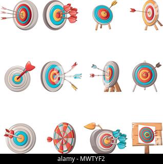 Target con icone a freccia imposta, stile cartoon Illustrazione Vettoriale