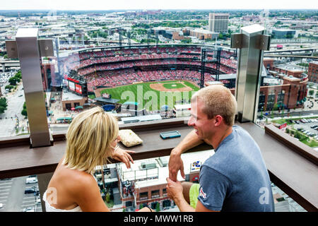 Saint St. Louis Missouri, Busch Stadium, Cardinals Ballpark, Major League baseball, gioco, vista aerea dall'alto, vista, hotel hotel hotel alloggio inn mot Foto Stock