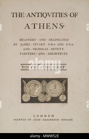 . Inglese: James Stuart & Nicholas Revett. Le antichità di Atene misurato e delineata da James Stuart F.R.S. e F.S.A. e Nicholas Revett pittori e Αrchitects, Londra, John Nichols, 1794 . 1794. James Stuart (1713-1788) nomi alternativi James 'Athenian' Stuart Descrizione antropologo scozzese, architetto, archeologo e pittore Data di nascita e morte 1713 2 febbraio 1788 Luogo di nascita e morte Londra London Authority control : Q2661131 VIAF: 44317198 ISNI: 0000 0001 2279 0902 ULAN: 500117245 LCCN: N82211464 NLA: 35529775 WorldCat Nicholas Revett (1720-1804) Foto Stock