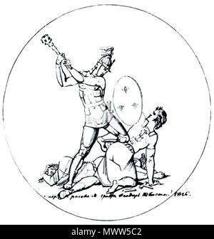 . Ф. Толстой. В память битвы при Кульме (рисунок) . Xix secolo. Ф. Толстой 610 Tolstoj medalion - Kulma Foto Stock