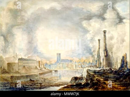 . Inglese: immagine del centro di Turku nel 1827 dopo il grande incendio che distrusse quasi tutta la città. Suomi: Kuva Turun palon jälkeisestä Turun keskustasta vuodelta 1827 sen jälkeen, kun suomen tuhoisin kaupunkipalo oli tuhonnut kaupungin lähes kokonaan. 1827. C. A. af Scheele 618 Turun palo 1827 Foto Stock