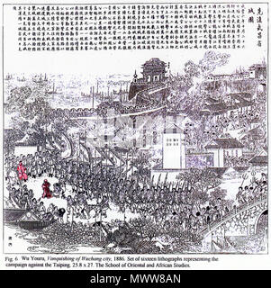 . Una scena del Taiping Rebellion, 1850-1864 . 1886. Wu Youru 626 Quando sconfiggeva di Wuchang city2 Foto Stock