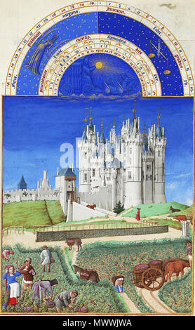 . Settembre, Les Très ricchezze Heures du Duc de Berry (corr. vers.) . 1412/16. Limbourg fratelli per il loro patrono Jean, Duc de Berry 615 TRH settembre rettificato Foto Stock