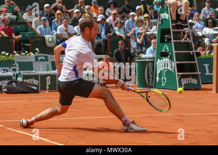 Parigi, Francia. 2 Giugno 2018. - Richard Gasquet (FRA) in un match valido per il 2018 Roland Garros torneo tenutasi a Parigi, SE. (Foto: Andre Chaco/Fotoarena) Credito: Foto Arena LTDA/Alamy Live News Credito: Foto Arena LTDA/Alamy Live News Foto Stock