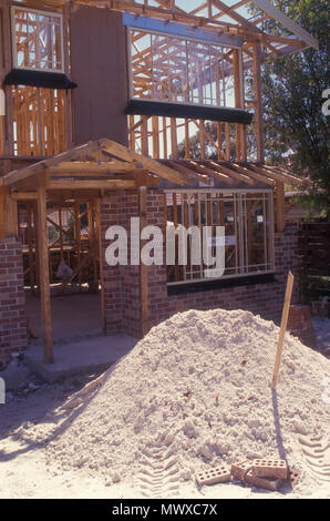Nuova casa in costruzione, suburbana Sydney, Nuovo Galles del Sud, Australia Foto Stock
