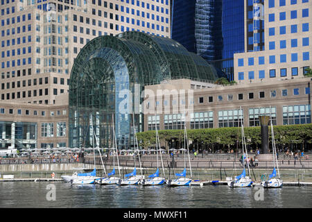 Winter Garden Atrium, il World Financial Center Plaza, Brookfield Place, North Cove Marina, Manhattan, New York City, Stati Uniti d'America, America del Nord Foto Stock