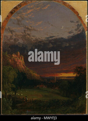 . Inglese: Jasper Francis Cropsey, americano, 1823-1900 sera, 1855 olio su tela 44 x 33 cm. (17 5/16 x 13 in.) telaio: 59,5 × 47 × 7 cm (23 7/16 × 18 1/2 x 2 3/4 in.) il dono di Stuart P. Feld, classe 1957, e la Sig.ra Feld1984-32 y . 1855 8 1855, Cropsey, Jasper Francesco, Sera Foto Stock