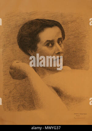 . Русский: Портрет Сигрун Мунте. Литография Фритьофа Нансена (при участии Э. Вереншельда) . tra 1905 e 1919. Fridtjof Nansen 559 Sigrun Munthe2 Foto Stock