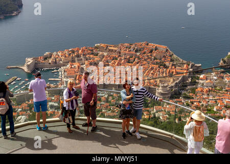 Vista dal monte Srd presso la vecchia città di Dubrovnik, Croazia. Foto Stock