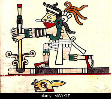 . Inglese: Mixtec utilizzando il Amamalócotl su una superficie piana . Il 28 febbraio 2015, 16:36:31. Sconosciuto 136 Codex narra p.17 dettaglio Amamalocotl Foto Stock