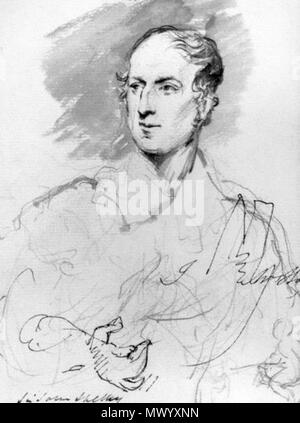 . Inglese: Sir John Shelley, Baronet 6a. 1815, matita e inchiostro. Da George Hayter (1792-1871). Artista è morto per 131 anni. Il 21 ottobre 2010. George Hayter (1791-1871 562 Sir John Shelley, sesto Baronet Foto Stock