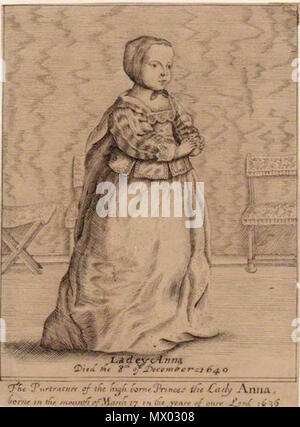 . Princess Anne . La principessa Anna d'Inghilterra (1637-1640) . 1639 o 1640 502 Princess Anne - NPG D26443 Foto Stock