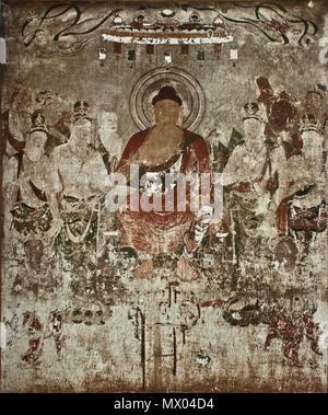 . Inglese: parete nord, est del pannello del kondō, Horyuji, Ikaruga, Nara, Giappone . circa 700. Anonimo periodo Asuka artisti 285 Horyuji kondo 10 (parete n - e; Yakushi) Foto Stock