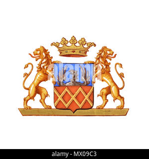 . Provenienza: Cyrille et Vera Narychkine, situé dans la chambre destinée au petit-déjeuner, Villa Narychkine à Biarritz . Il XVIII secolo. Anonimo 438 Naryshkin stemma (colore) Foto Stock