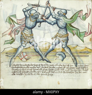 . Inglese: Dal Kunsthistorisches Museum Ms. KK5013, intitolato Gladiatoria dopo l'iscrizione all'inizio della libreria Iagellonica la sig.ra germe.Quart.16 (una copia diversa del manoscritto). 12 settembre 2005, 00:28:40. Anonimo 429 Ms. KK5013 11v Foto Stock