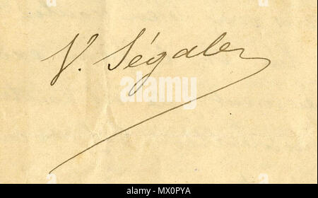 . Français : Firma de Victor Segalen au bas d'une lettre le 4 juillet 1896 . Il 4 luglio 1896. Victor Segalen 559 firma Victor Segalen lettre 4 juillet 1896 C Foto Stock