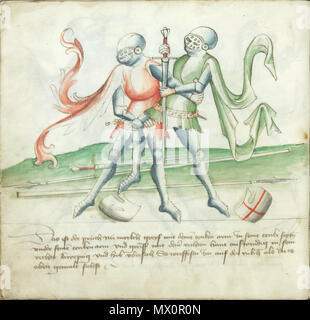 . Inglese: Dal Kunsthistorisches Museum Ms. KK5013, intitolato Gladiatoria dopo l'iscrizione all'inizio della libreria Iagellonica la sig.ra germe.Quart.16 (una copia diversa del manoscritto). 12 settembre 2005, 00:28:41. Anonimo 429 Ms. KK5013 12v Foto Stock