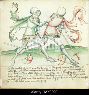 . Inglese: Dal Kunsthistorisches Museum Ms. KK5013, intitolato Gladiatoria dopo l'iscrizione all'inizio della libreria Iagellonica la sig.ra germe.Quart.16 (una copia diversa del manoscritto). 12 settembre 2005, 00:28:47. Anonimo 429 Ms. KK5013 19v Foto Stock