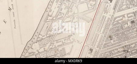 . Nederlands: Dettaglio van de stadsplattegrond van Arend Jan van der Stok uit 1881, met daarop een deel van de Zaagmolenbuurt, waarop de contouren van de latere Frederik Hendrikbuurt reeds zichtbaar zijn. 1 novembre 2014, 13:27:30. Arend Jan van der Stok Suor (1817-1887) 161 Dettaglio van de kaart van AJ van der Stok 1881 Foto Stock