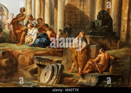 466 Pannini - Caprice architectural avec prédicateur dans des ruines romaines 03 Foto Stock