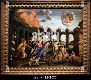45 Andrea Mantegna, Minerva scaccia i vizi dal giardino delle virtù, 1497-1502 ca. (Louvre) 01 Foto Stock