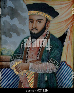 . Wo ritratti di padre e figlio festeggiati come ribelli contro la British: Wazir Akbar Khan e Amir possiedi Muhammed Khan. Patna, anglo-indiano o "società School' circa 1840. Gouache e oro su avorio. 6,8 x 5,5 cm e 10,2 x 7.8cm Wazir Akbar Khan il padre di Amir possiedi Muhammad Khan dominatore dell'Afghanistan dal 1826 ha forgiato un'alleanza con gli inglesi quando essi temevano un invasione russa dell India attraverso l'Afghanistan. Si aspettava di trarre vantaggio da questo dal britannico di aiutarlo a riconquistare la città di Peshawar che i sikh aveva siezed nel 1834. Quando non sono riusciti ad aiutare ha girato invece per i Russi, causando la Briti Foto Stock