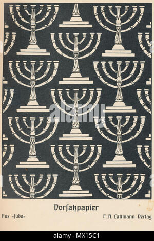 . Inglese: Frontpaper in Giuda. Deutsch: Vorsatzpapier aus Juda. 1900. Efraim Moshe Lilien 372 Lilien Menorahs Foto Stock