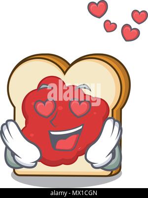 In amore con pane e marmellata mascotte cartoon Illustrazione Vettoriale