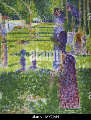 . Inglese: Studio per una domenica sull'isola di La Grande Jatte - Giovane Walking . tra circa 1884 e circa 1885 241 Georges Seurat - Studio per una domenica sull'isola di La Grande Jatte - Giovane a piedi 140 PC Foto Stock