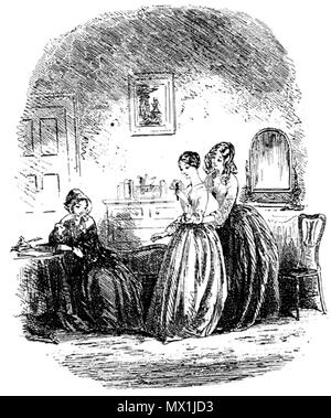 . Inglese: Caddy i fiori (Phiz Hablot K. Browne) 1853 Attacco 4 1/8 x 4 1/8 pollici su una pagina di 8 7/16 x 5 pollici rivolta p. 170 di Dickens's Bleak House . 6 febbraio 2012, 15:15:27. Hablot Knight Browne (Phiz) 108 Caddy di fiori Foto Stock