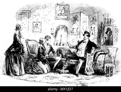 . Inglese: un modello di spostamento dei genitori da "Phiz' (Hablot Knight Browne) per Bleak House, p. 232 (c. 23, "Ester la narrazione dell'). 5 1/2 x 3 3/4 pollici. 6 febbraio 2012, 15:16:00. Hablot Knight Browne (Phiz) 21 un modello di spostamento dei genitori Foto Stock