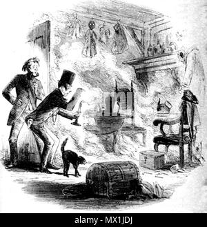 . Inglese: il tempo nominato Phiz (Hablot K. Browne) 1853 Attacco 4 1/2 x 4 3/8 pollici su una pagina di 8 7/16 x 5 pollici rivolta p. 320 (c. 32, "il tempo nominato') di Dickens's Bleak House . 6 febbraio 2012, 15:16:49. Hablot Knight Browne (Phiz) 593 il tempo stabilito Foto Stock