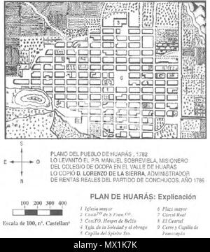 . Español: Plano de Huaraz levantado por Fray Manuel Sobreviela en 1782 . 23 febbraio 2016, 15:37:38. Fray Manuel Sobreviela - 1782 488 Plano-Huaraz-1782 Foto Stock