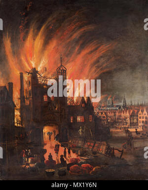 B1976.7.27 596 il Grande Incendio di Londra, con Ludgate e Old San Paolo Foto Stock