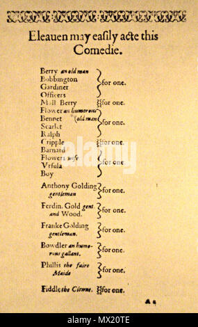 . Inglese: dramatis personae . 23 ottobre 2012, 21:16:28. Stampate per Henry Rockit nel 1607. 595 Il Fair cameriera di Exchange Foto Stock