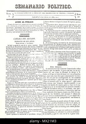 . Español: Prensa Venezolana del siglo XIX: Semanario Politico 1832 . 1832. Sconosciuto 551 Semanario Politico 1832 000 Foto Stock