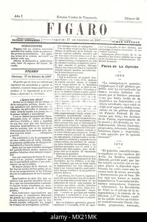 . Español: Prensa Venezolana del siglo XIX: El Figaro 1887 . 1887. Sconosciuto 182 El Figaro 1887 000 Foto Stock