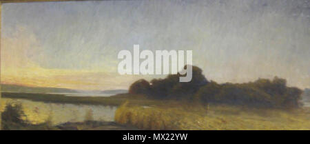 . Inglese: Axel Fahlcrantz (1851-1925), Landskap, signerad a tergo, 67 x 150 cm. Tra il 1851 e il 1925. Axel Fahlcrantz (1851-1925), (Axel Erik Valerio Fahlcrantz), artista svedese 66 Axel Fahlcrantz, Landskap, signerad a tergo Foto Stock