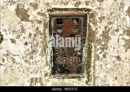 Ordnance Survey monumento di Uffington Castle sito in Oxfordshire, Regno Unito Foto Stock