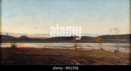 . Inglese: Axel Fahlcrantz (1851-1925), 'Skymningslandskap', olja på duk, signerad. 46 x 96 cm. Tra il 1851 e il 1925. Axel Fahlcrantz (1851-1925) 66 Axel Fahlcrantz, Skymningslandskap Foto Stock