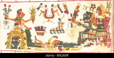 . Inglese: un disegno di Tlaloc, divinità descritta nel Codex Borgia Español: Ilustración de Táloc, unà de las deidades descritas en el Códice Borgia . Precolombiana. Sconosciuto 609 Tlaloc Codex Borgia Foto Stock