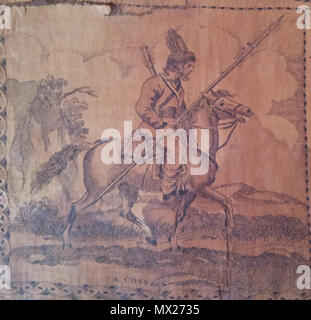 . Inglese: Bandana commemorativa : la masterizzazione di Mosca (1812) stampato in Inghilterra - 'conflagrazione di Mosca visto dal Cremlino, sull'entrata dell'esercito francese, il 14 settembre 1812' . 10 agosto 2013, 11:02:48. Sconosciuto 106 la masterizzazione di Mosca 1812 - Bandana 02 Foto Stock