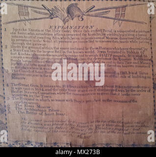 . Inglese: Bandana commemorativa : la masterizzazione di Mosca (1812) stampato in Inghilterra - 'conflagrazione di Mosca visto dal Cremlino, sull'entrata dell'esercito francese, il 14 settembre 1812' . 10 agosto 2013, 11:02:48. Sconosciuto 106 la masterizzazione di Mosca 1812 - Bandana 03 Foto Stock